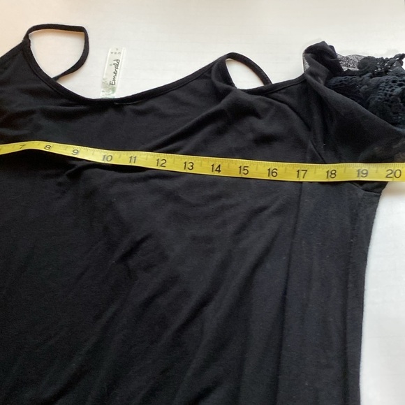 Emerald black open cold shoulder soft knit top blouse large - Picture 10 of 12